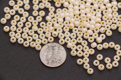 4mm Buttercream Pearlized Glass Beads, Round Glass Spacer Beads for Bracelets, DIY Jewelry Supplies #3999