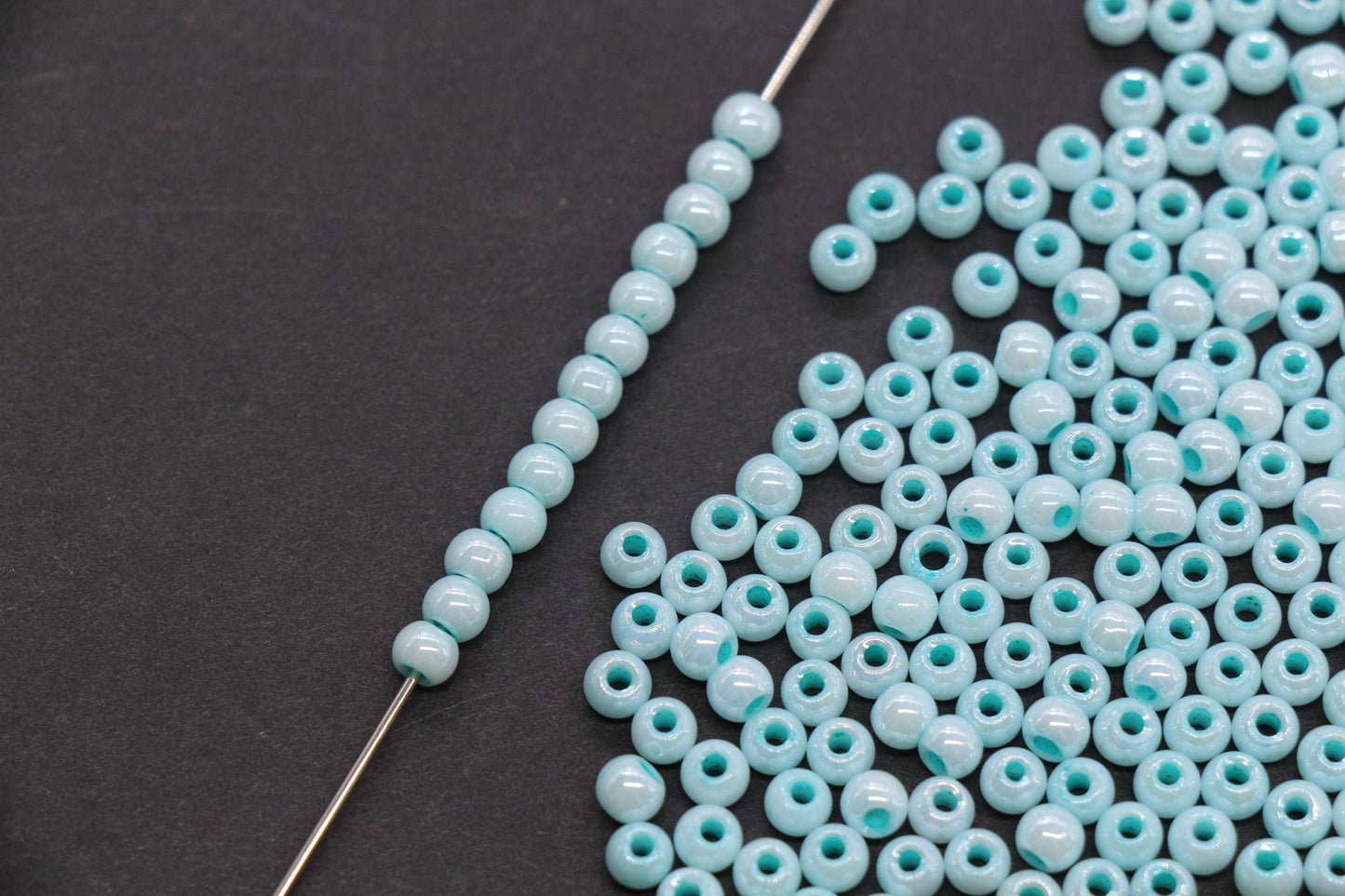 4mm Seafoam Blue Pearlized Glass Beads, Round Glass Spacer Beads for Bracelets, Small Seed Beads, DIY Jewelry Supplies #4000