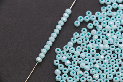 4mm Seafoam Blue Pearlized Glass Beads, Round Glass Spacer Beads for Bracelets, Small Seed Beads, DIY Jewelry Supplies #4000