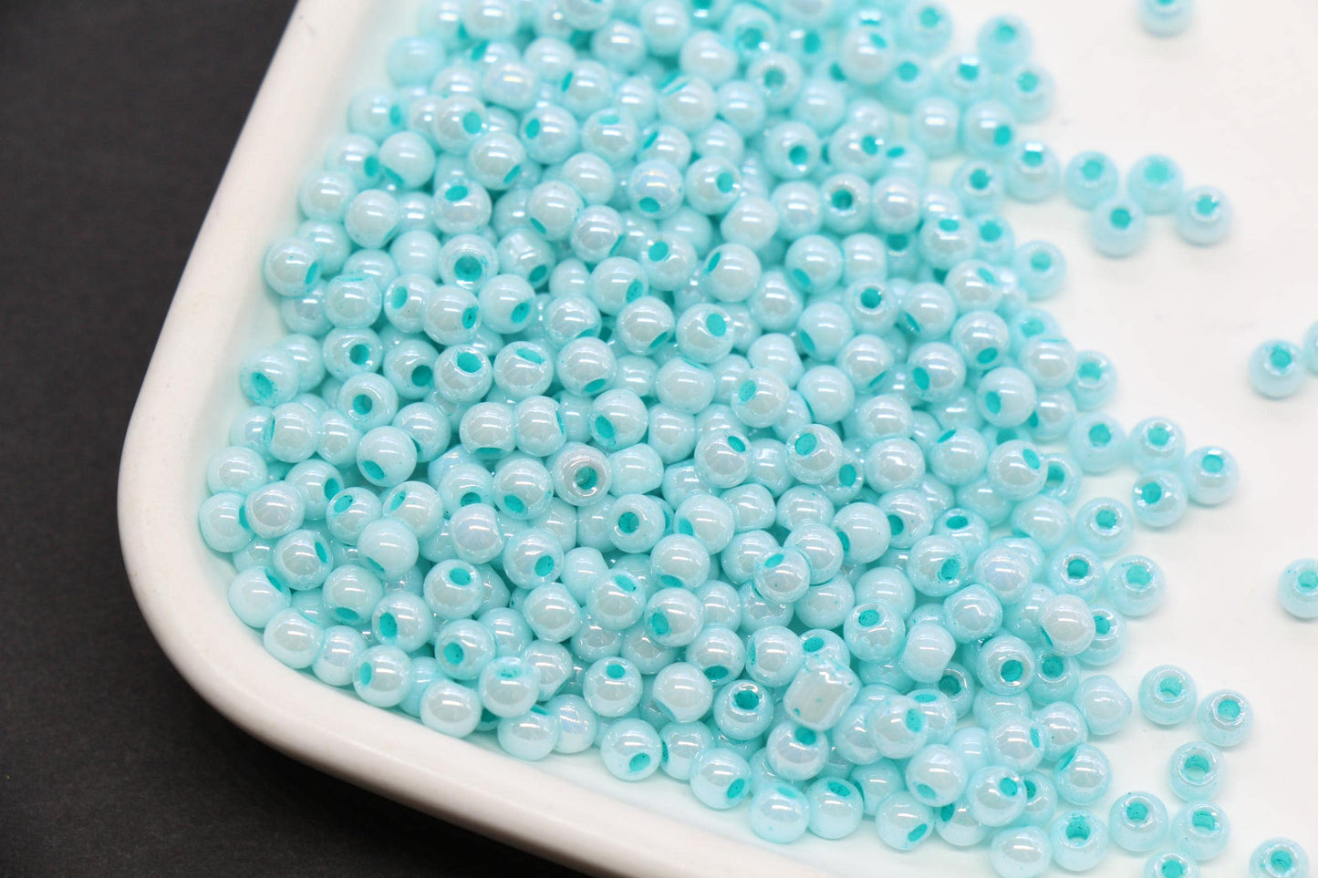 4mm Seafoam Blue Pearlized Glass Beads, Round Glass Spacer Beads for Bracelets, Small Seed Beads, DIY Jewelry Supplies #4000