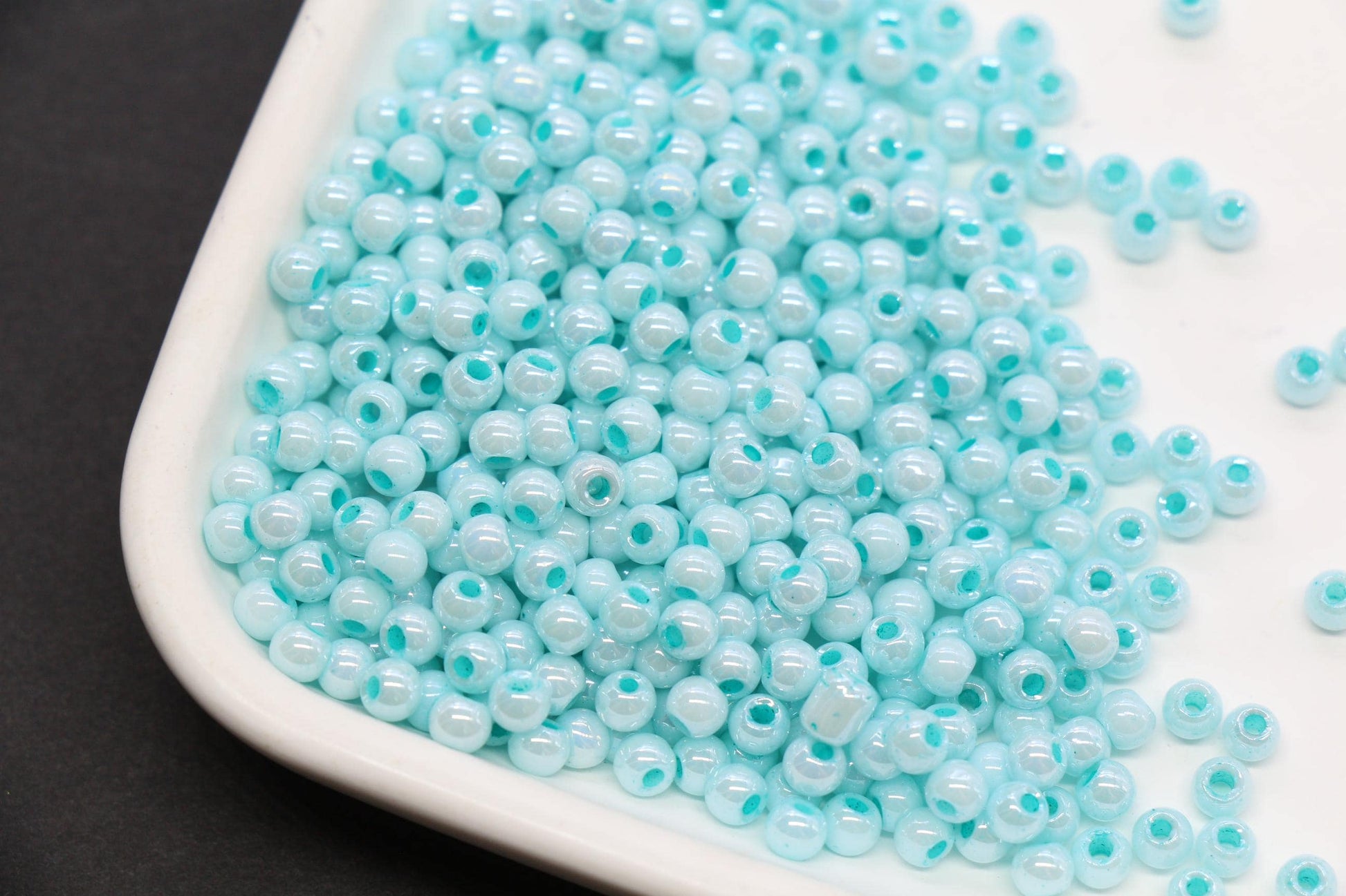 4mm Seafoam Blue Pearlized Glass Beads, Round Glass Spacer Beads for Bracelets, Small Seed Beads, DIY Jewelry Supplies #4000