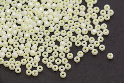 4mm Vanilla Cream Pearlized Glass Beads, Round Glass Beads for Bracelets, Small Cream Seed Beads, DIY Jewelry Supplies #4001