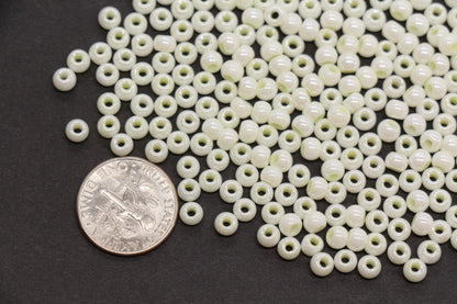 4mm Pale Yellow Pearlized Glass Beads, Round Glass Spacer Beads for Bracelets, Small Seed Beads, DIY Jewelry Supplies #4002