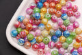 8mm Multicolor Marble AB Acrylic Beads, Round Gumball Beads for Bracelets, Rainbow Swirl Plastic Beads, DIY Jewelry Supplies #4003