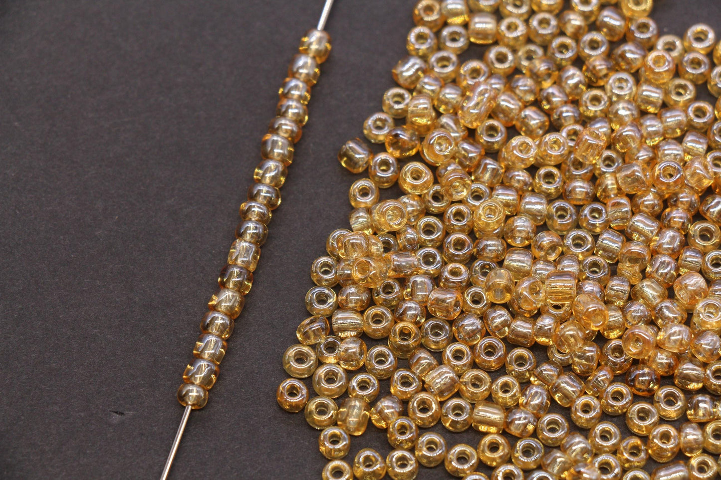 4mm Amber Gold Glass Beads, Glossy Round Seed Beads for Bracelets, Transparent Spacer Beads, DIY Jewelry Supplies #1734