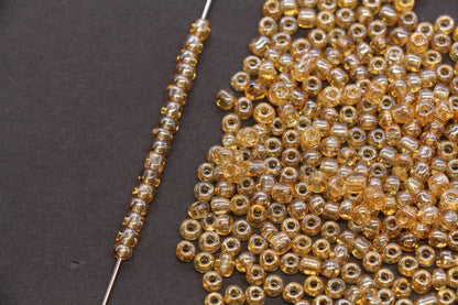 4mm Amber Gold Glass Beads, Glossy Round Seed Beads for Bracelets, Transparent Spacer Beads, DIY Jewelry Supplies #1734