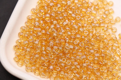 4mm Amber Gold Glass Beads, Glossy Round Seed Beads for Bracelets, Transparent Spacer Beads, DIY Jewelry Supplies #1734