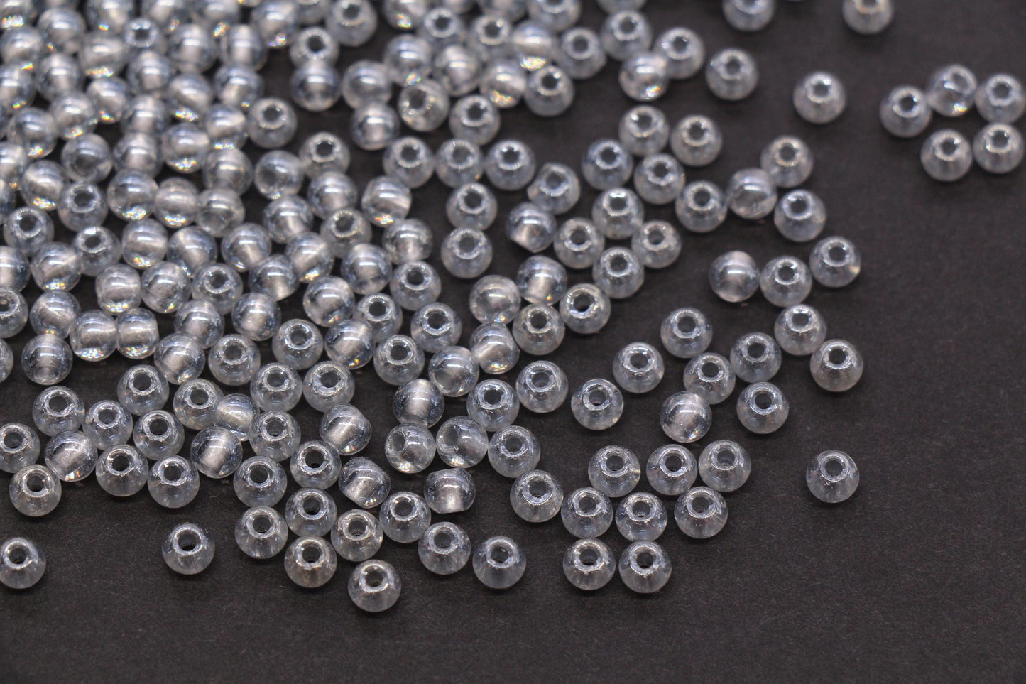 4mm Silver Lined Glass Beads, Glossy Transparent Round Seed Beads for Bracelets, DIY Jewelry Supplies #1737