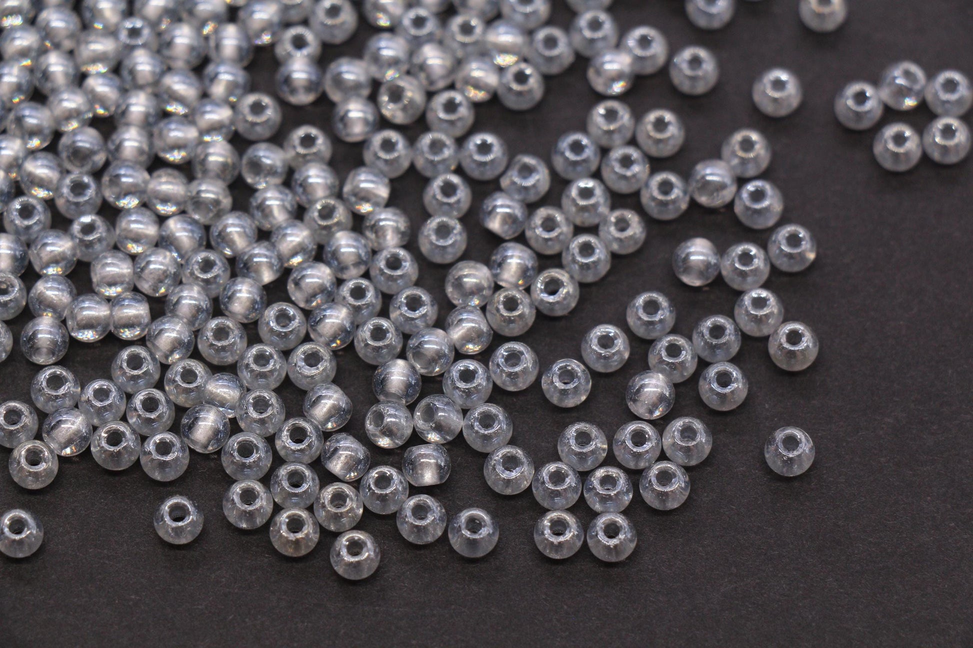 4mm Silver Lined Glass Beads, Glossy Transparent Round Seed Beads for Bracelets, DIY Jewelry Supplies #1737