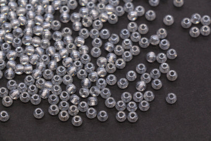 4mm Silver Lined Glass Beads, Glossy Transparent Round Seed Beads for Bracelets, DIY Jewelry Supplies #1737