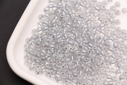 4mm Silver Lined Glass Beads, Glossy Transparent Round Seed Beads for Bracelets, DIY Jewelry Supplies #1737