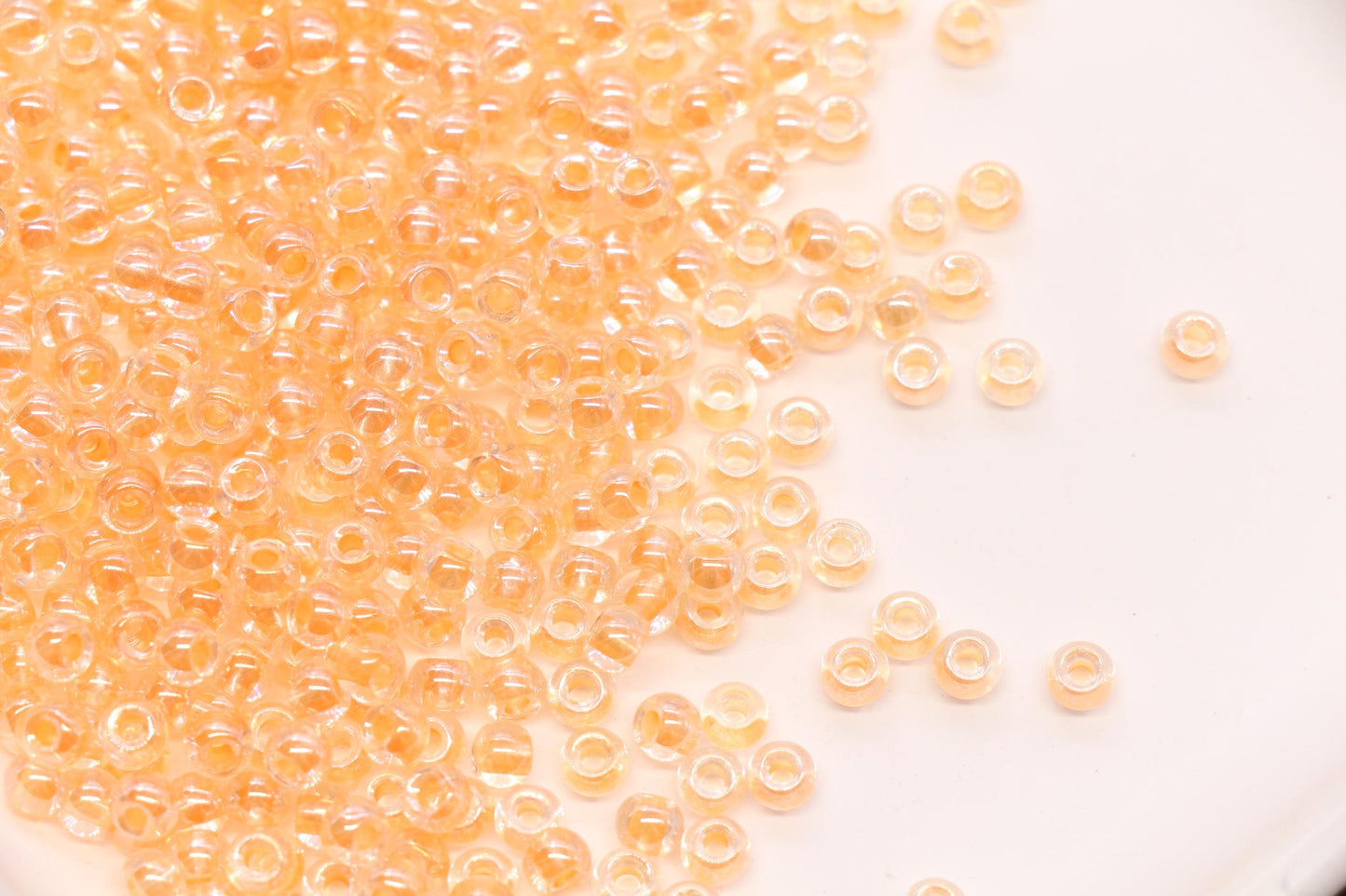 4mm Peach Lined Glass Beads, Glossy Transparent Round Seed Beads for Bracelets, DIY Jewelry Supplies #1738