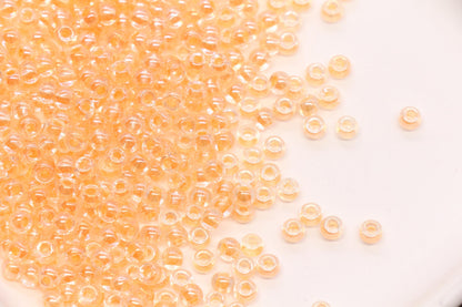 4mm Peach Lined Glass Beads, Glossy Transparent Round Seed Beads for Bracelets, DIY Jewelry Supplies #1738