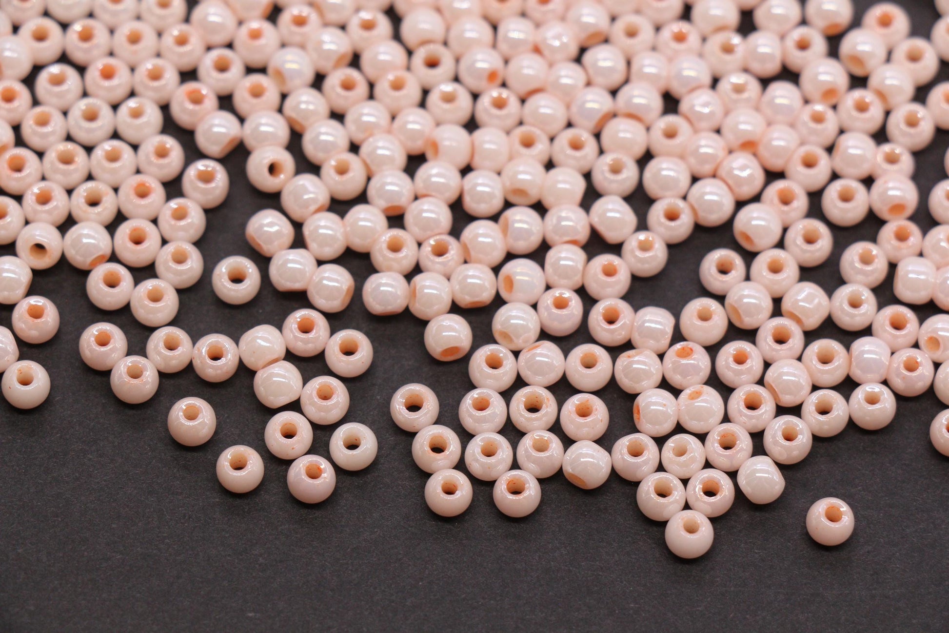4mm Peach Pearl Glass Beads, Round Pearlized Beads for Bracelets, Small Glass Spacer Beads, DIY Jewelry Supplies #3983