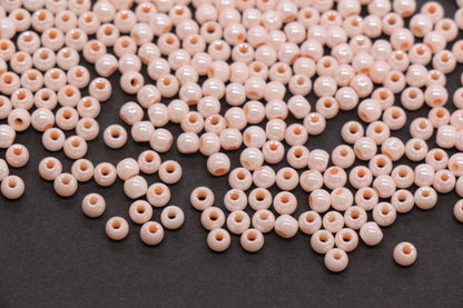 4mm Peach Pearl Glass Beads, Round Pearlized Beads for Bracelets, Small Glass Spacer Beads, DIY Jewelry Supplies #3983