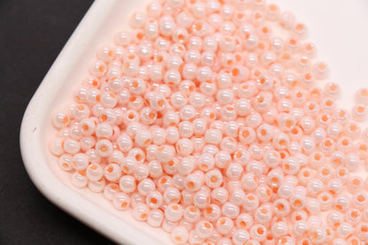 4mm Peach Pearl Glass Beads, Round Pearlized Beads for Bracelets, Small Glass Spacer Beads, DIY Jewelry Supplies #3983