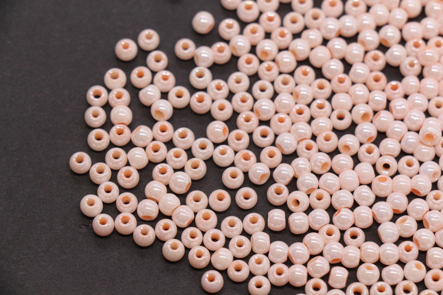 4mm Peach Pearl Glass Beads, Round Pearlized Beads for Bracelets, Small Glass Spacer Beads, DIY Jewelry Supplies #3983