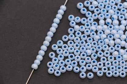 4mm Light Blue Pearlized Glass Beads, Round Glass Spacer Beads for Bracelets, Small Seed Beads, DIY Jewelry Supplies #3984