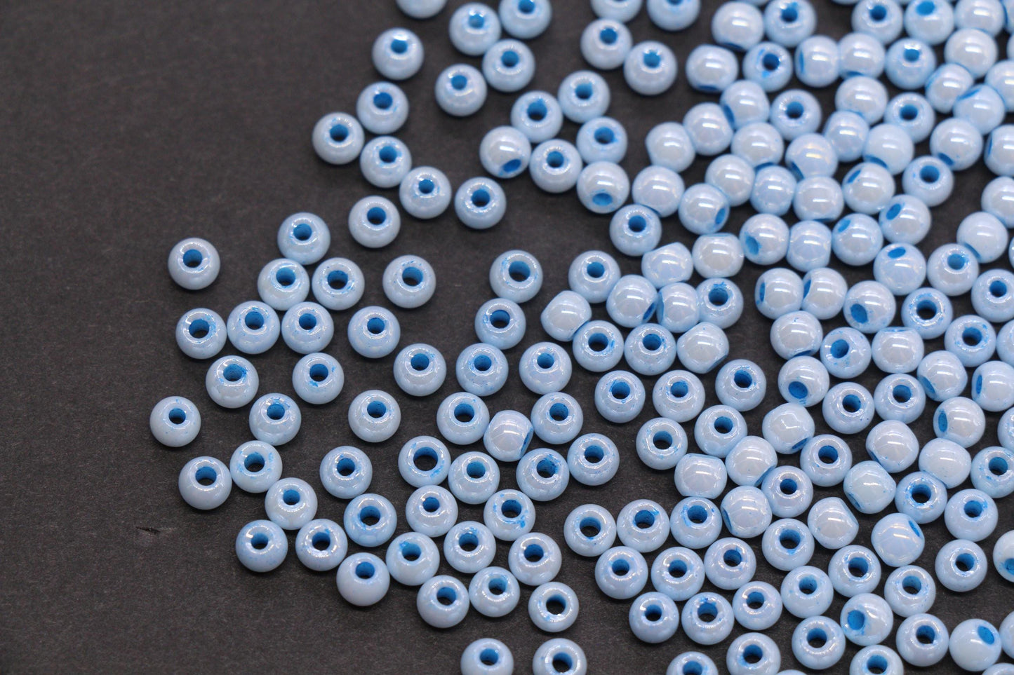 4mm Light Blue Pearlized Glass Beads, Round Glass Spacer Beads for Bracelets, Small Seed Beads, DIY Jewelry Supplies #3984