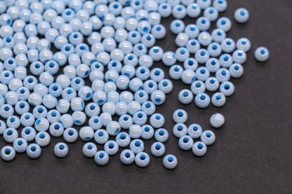 4mm Light Blue Pearlized Glass Beads, Round Glass Spacer Beads for Bracelets, Small Seed Beads, DIY Jewelry Supplies #3984