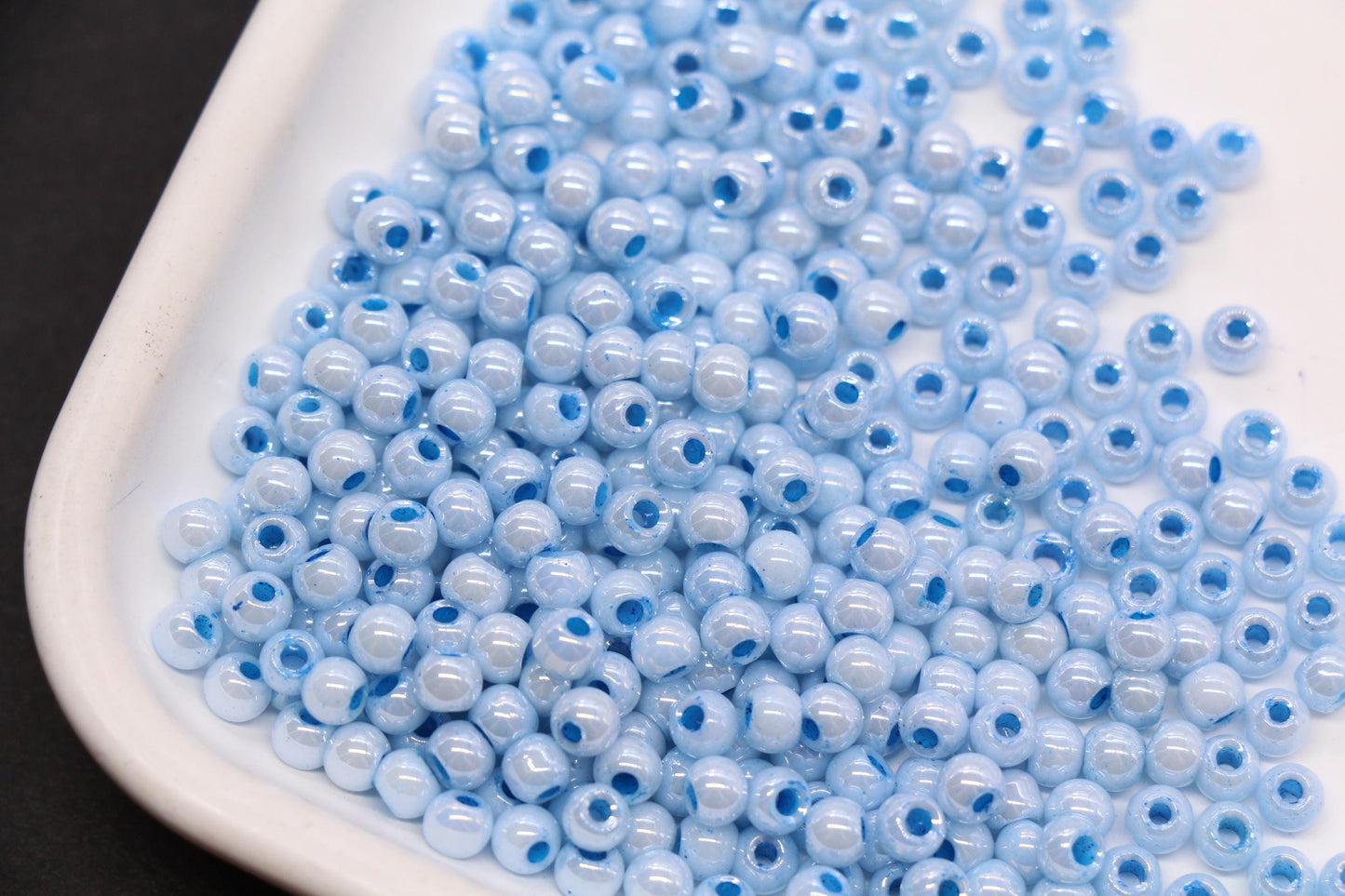 4mm Light Blue Pearlized Glass Beads, Round Glass Spacer Beads for Bracelets, Small Seed Beads, DIY Jewelry Supplies #3984