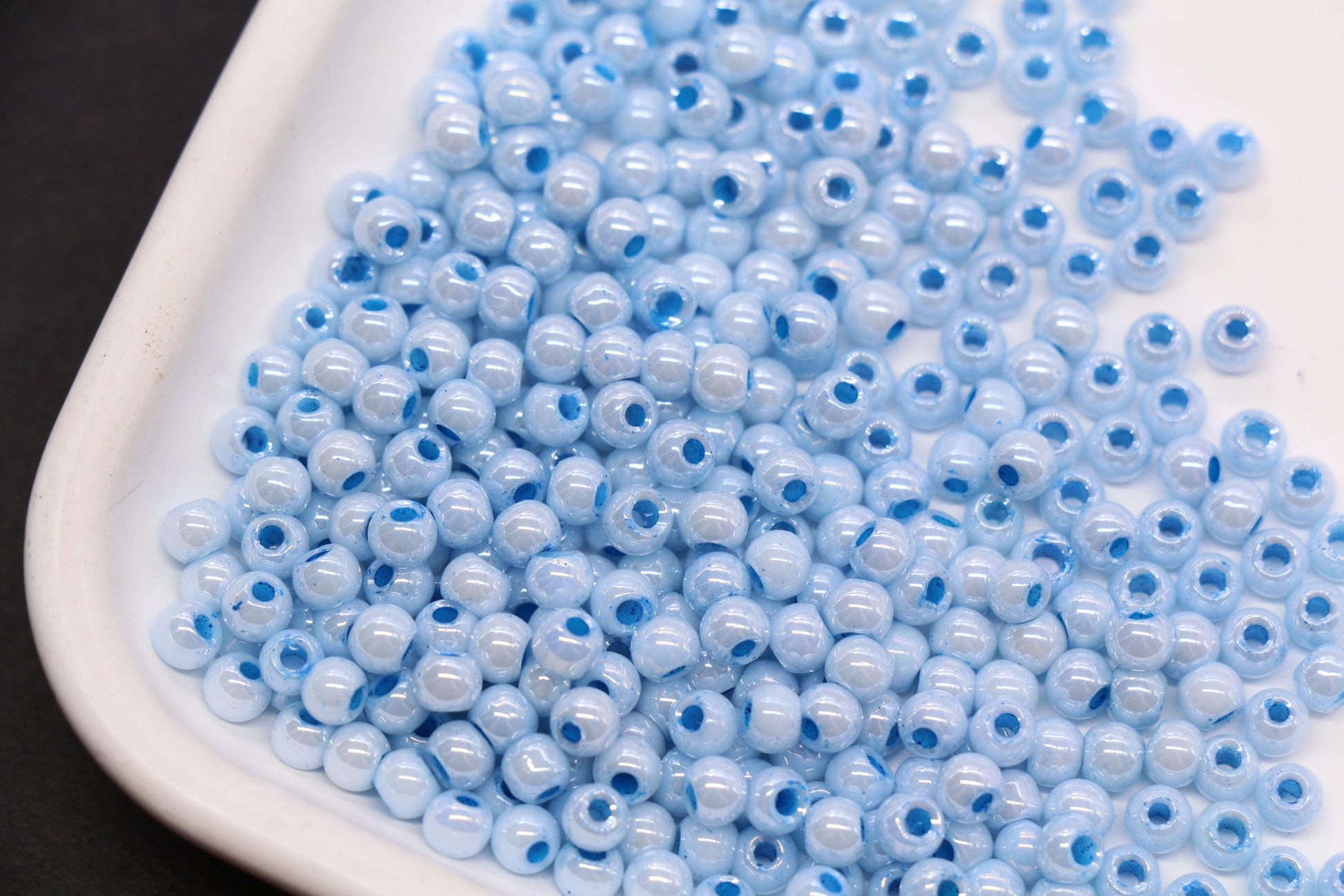 4mm Light Blue Pearlized Glass Beads, Round Glass Spacer Beads for Bracelets, Small Seed Beads, DIY Jewelry Supplies #3984