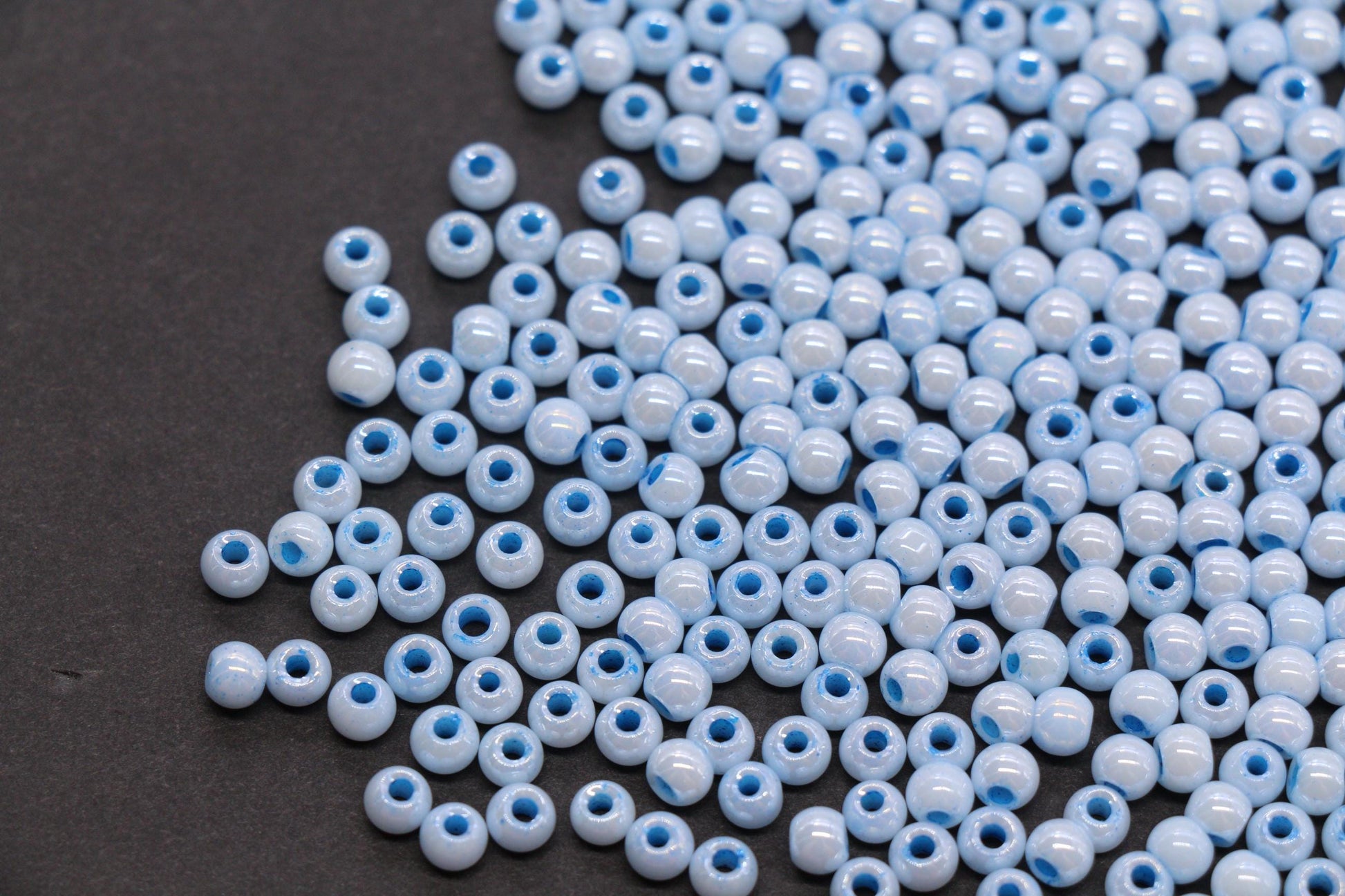 4mm Light Blue Pearlized Glass Beads, Round Glass Spacer Beads for Bracelets, Small Seed Beads, DIY Jewelry Supplies #3984