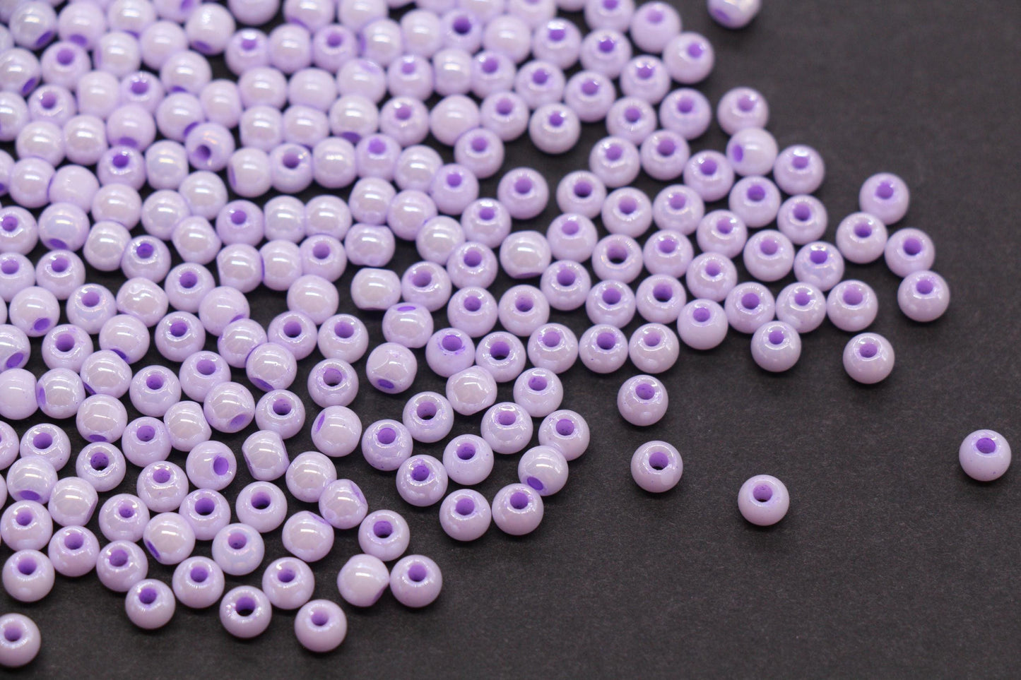 4mm Light Lavender Pearlized Glass Beads, Round Glass Spacer Beads for Bracelets, Small Seed Beads, DIY Jewelry Supplies #3985