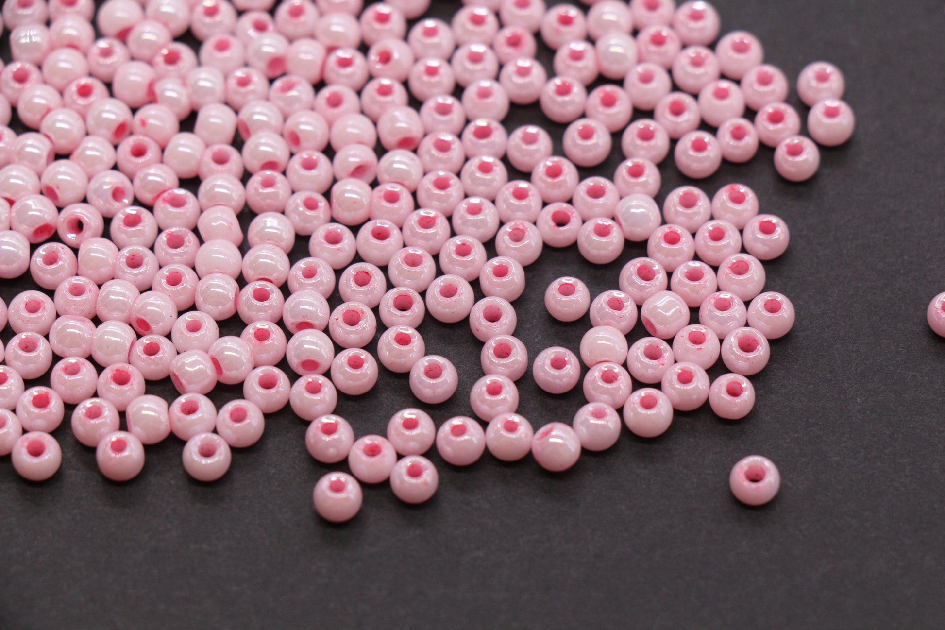 4mm Bright Pink Pearlized Glass Beads, Round Glass Spacer Beads for Bracelets, Small Seed Beads, DIY Jewelry Supplies #3987