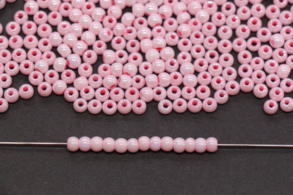 4mm Bright Pink Pearlized Glass Beads, Round Glass Spacer Beads for Bracelets, Small Seed Beads, DIY Jewelry Supplies #3987