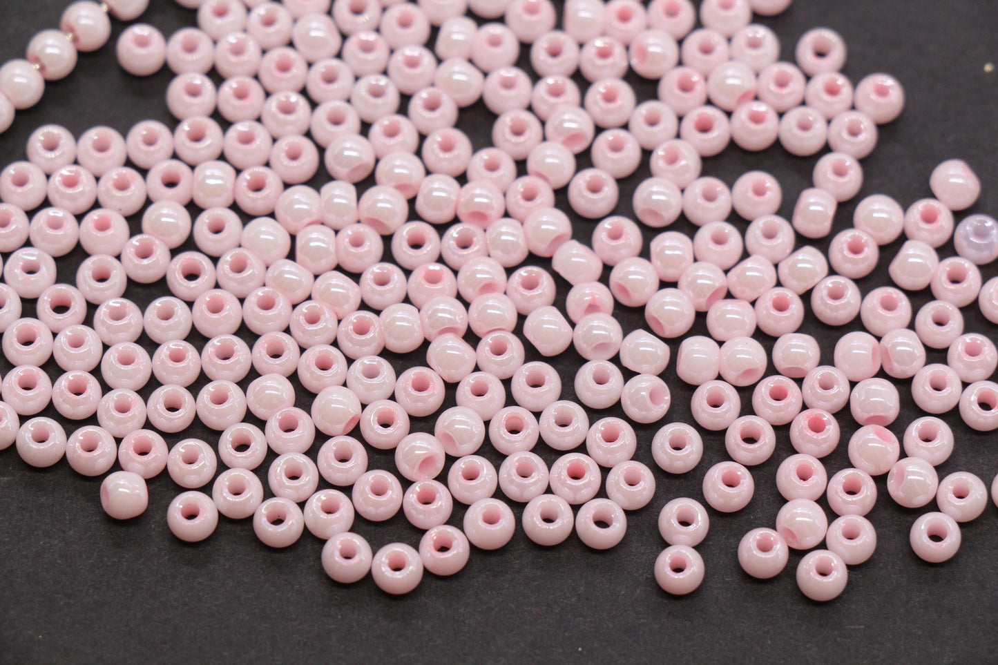 4mm Light Pink Pearlized Glass Beads, Round Glass Spacer Beads for Bracelets, Small Seed Beads, DIY Jewelry Supplies #3988