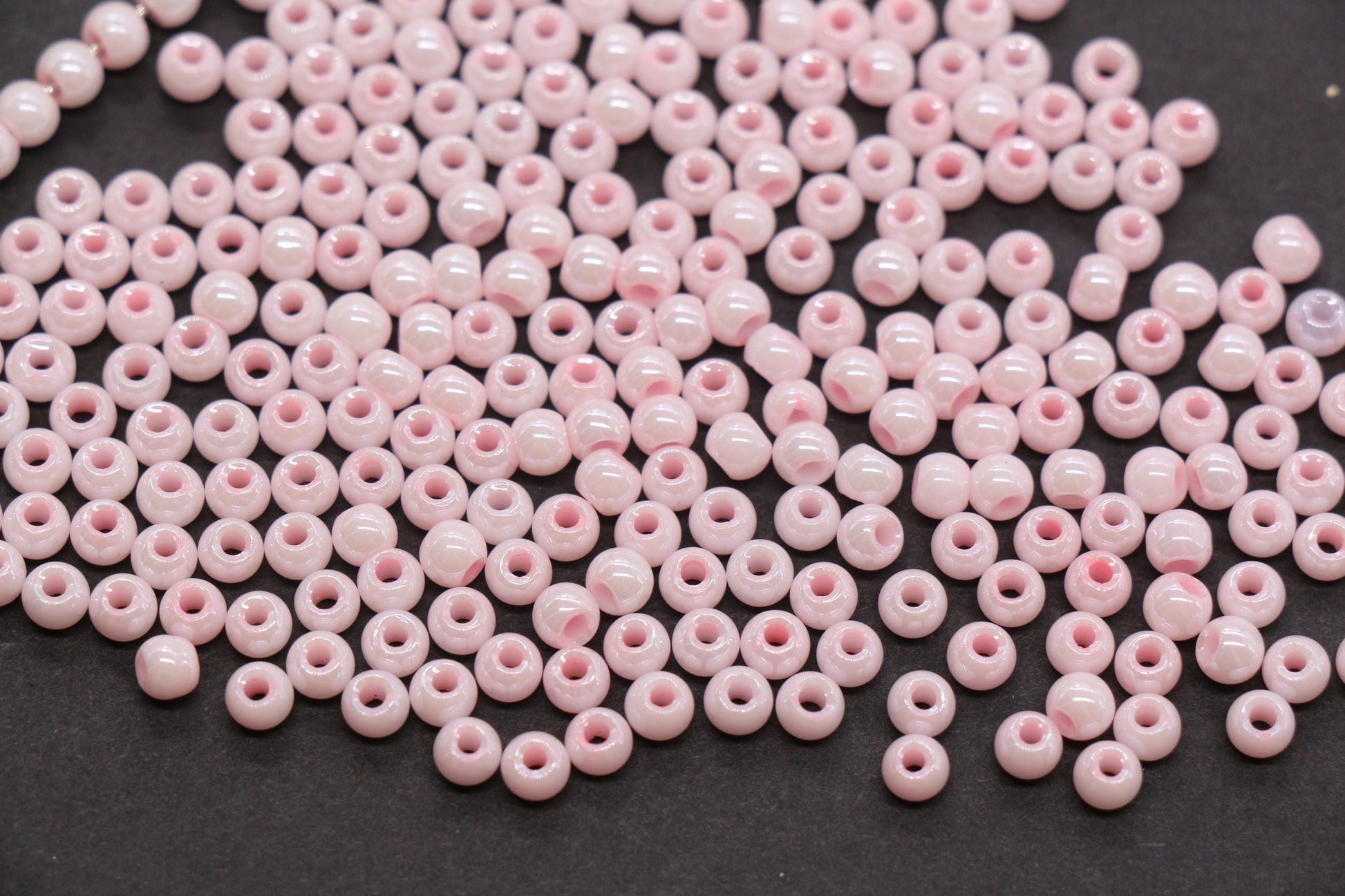 4mm Light Pink Pearlized Glass Beads, Round Glass Spacer Beads for Bracelets, Small Seed Beads, DIY Jewelry Supplies #3988