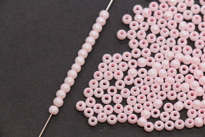 4mm Light Pink Pearlized Glass Beads, Round Glass Spacer Beads for Bracelets, Small Seed Beads, DIY Jewelry Supplies #3988