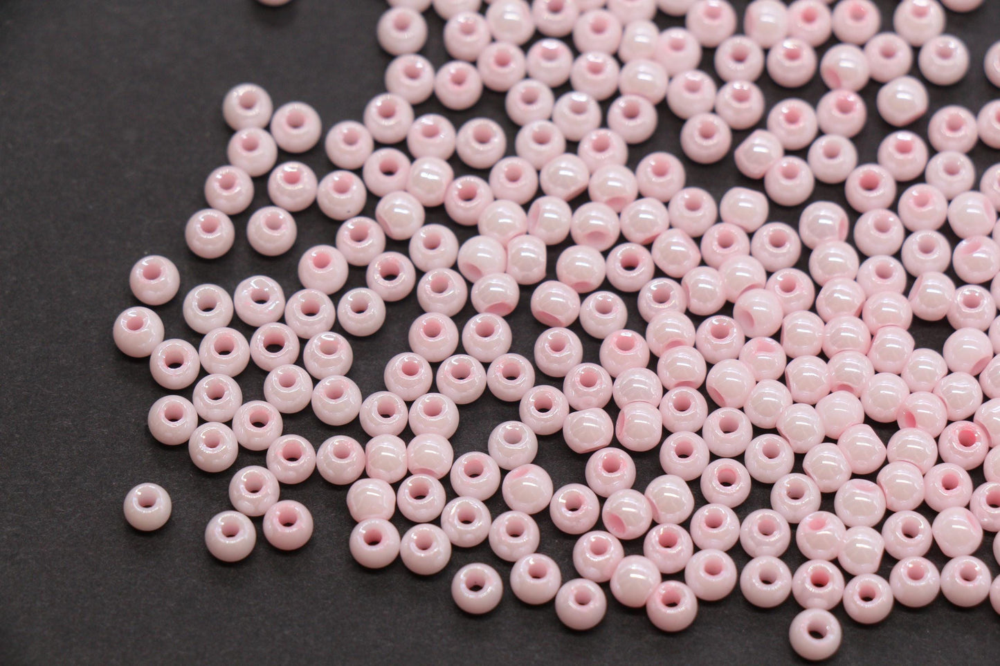 4mm Light Pink Pearlized Glass Beads, Round Glass Spacer Beads for Bracelets, Small Seed Beads, DIY Jewelry Supplies #3988
