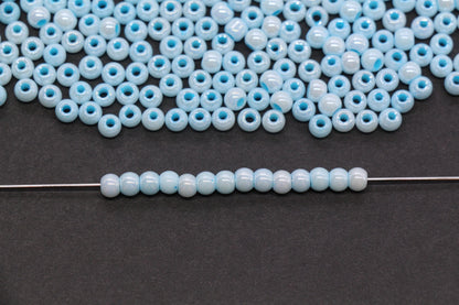 4mm Baby Blue Pearlized Glass Beads, Round Glass Spacer Beads for Bracelets, DIY Jewelry Supplies #3989
