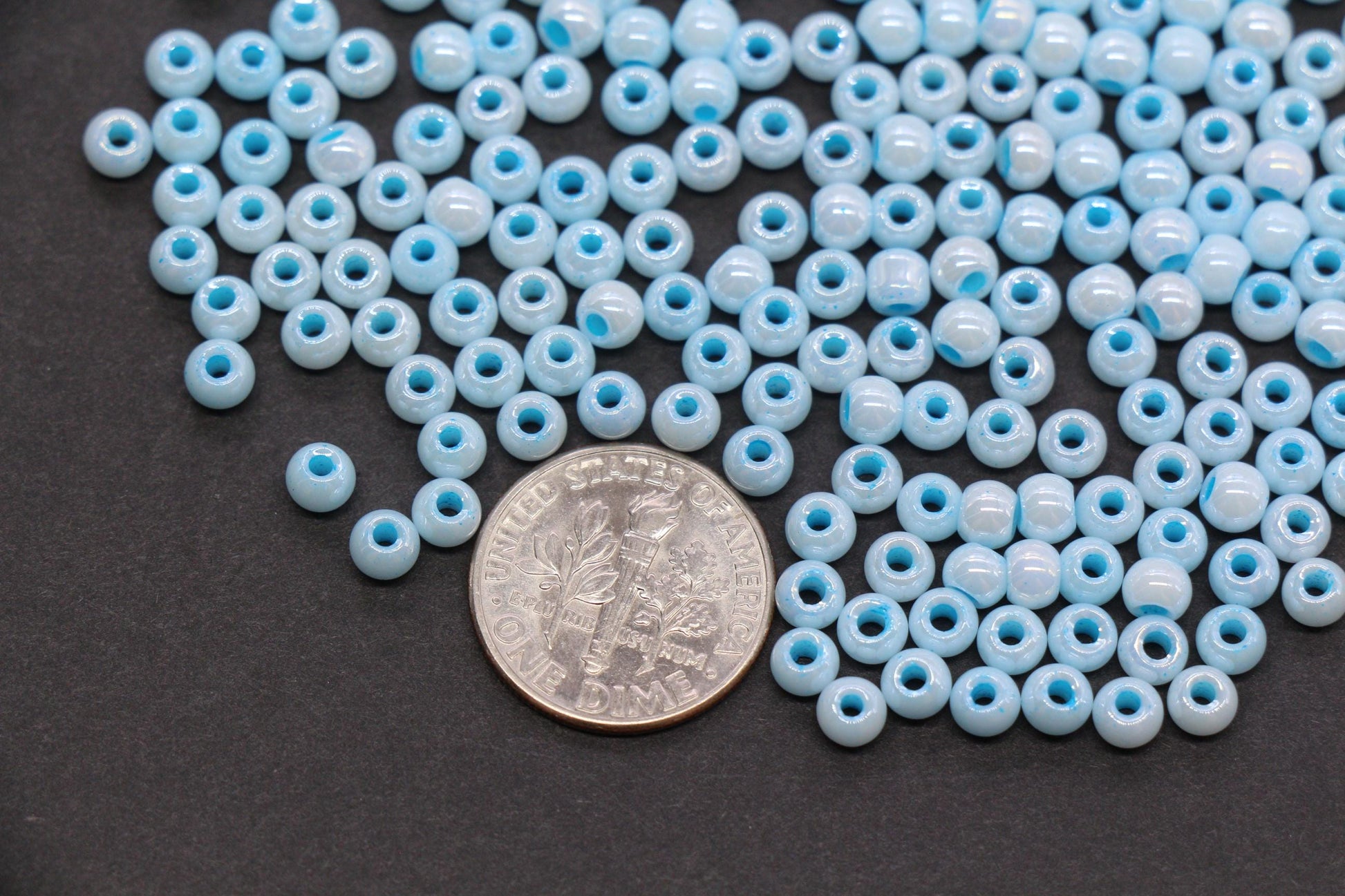 4mm Baby Blue Pearlized Glass Beads, Round Glass Spacer Beads for Bracelets, DIY Jewelry Supplies #3989