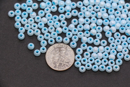 4mm Baby Blue Pearlized Glass Beads, Round Glass Spacer Beads for Bracelets, DIY Jewelry Supplies #3989