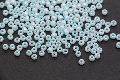 4mm Aqua Blue Pearlized Glass Beads, Round Glass Beads for Bracelets, DIY Jewelry Supplies #3991