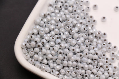 4mm Light Gray Pearlized Glass Beads, Round Glass Spacer Beads for Bracelets, DIY Jewelry Supplies #3992