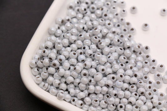 4mm Light Gray Pearlized Glass Beads, Round Glass Spacer Beads for Bracelets, DIY Jewelry Supplies #3992