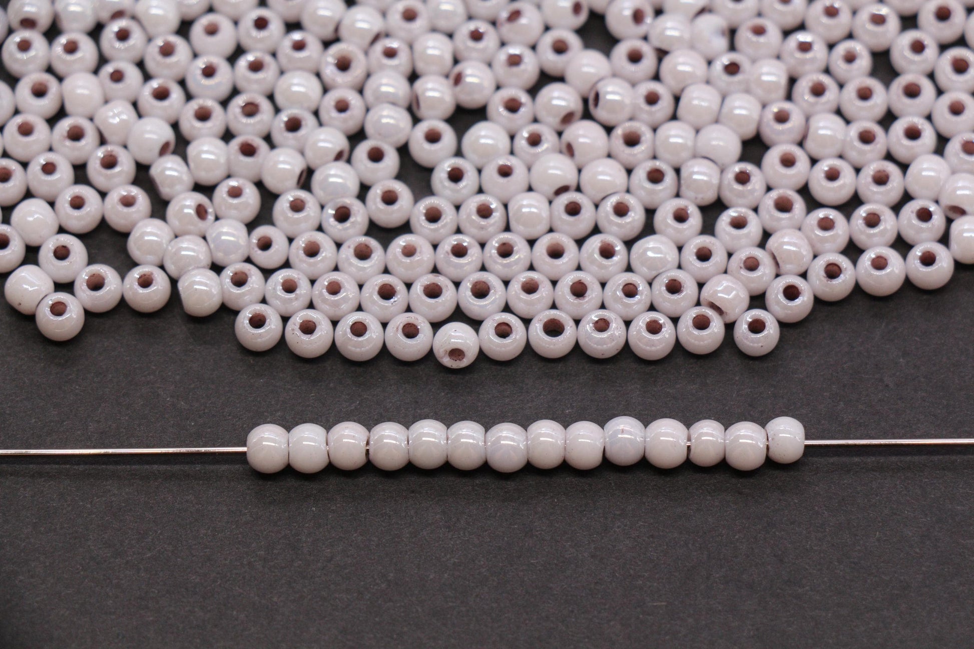 4mm Taupe Gray Pearlized Glass Beads, Round Glass Spacer Beads for Bracelets, DIY Jewelry Supplies #3993