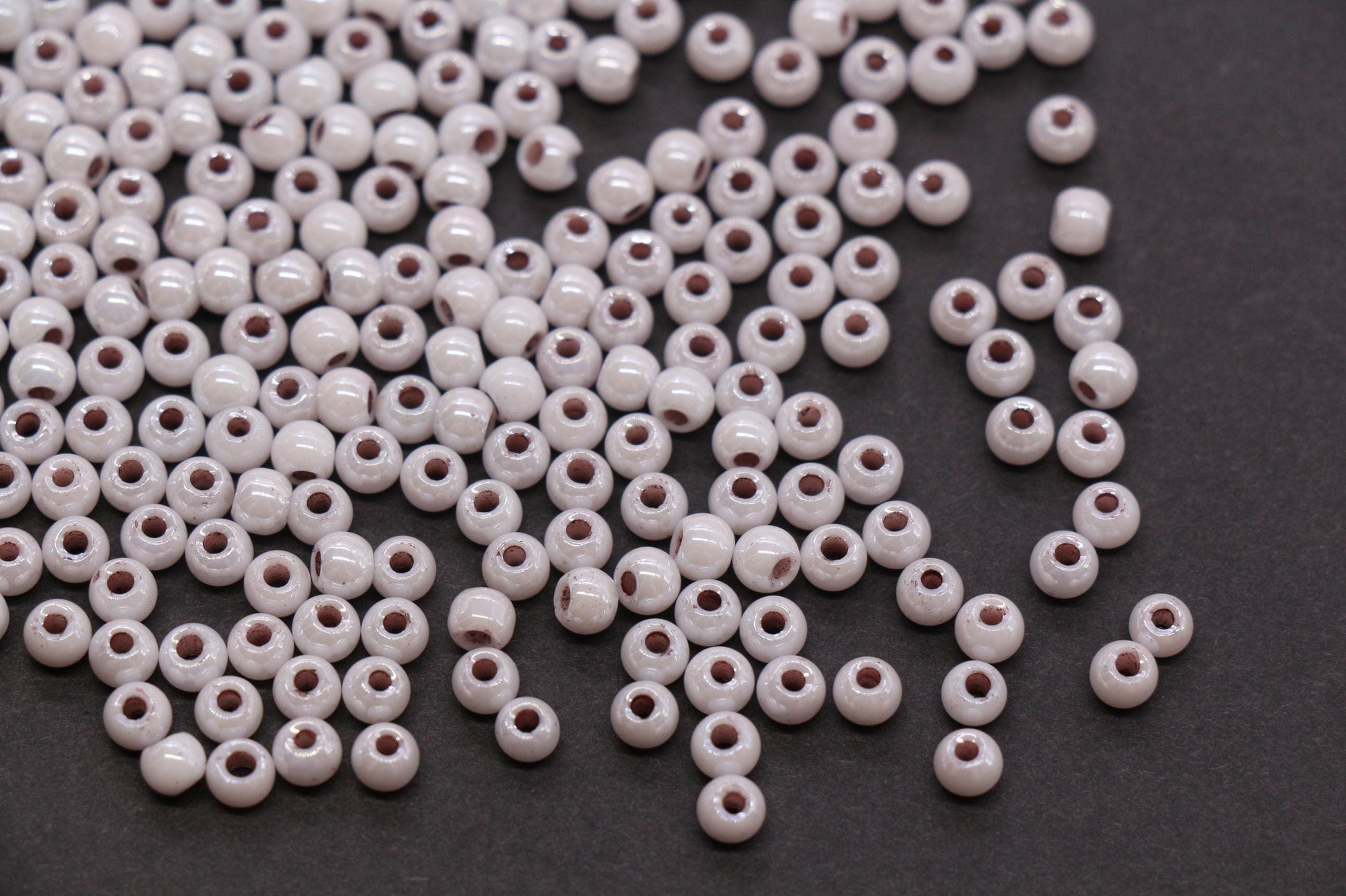 4mm Taupe Gray Pearlized Glass Beads, Round Glass Spacer Beads for Bracelets, DIY Jewelry Supplies #3993