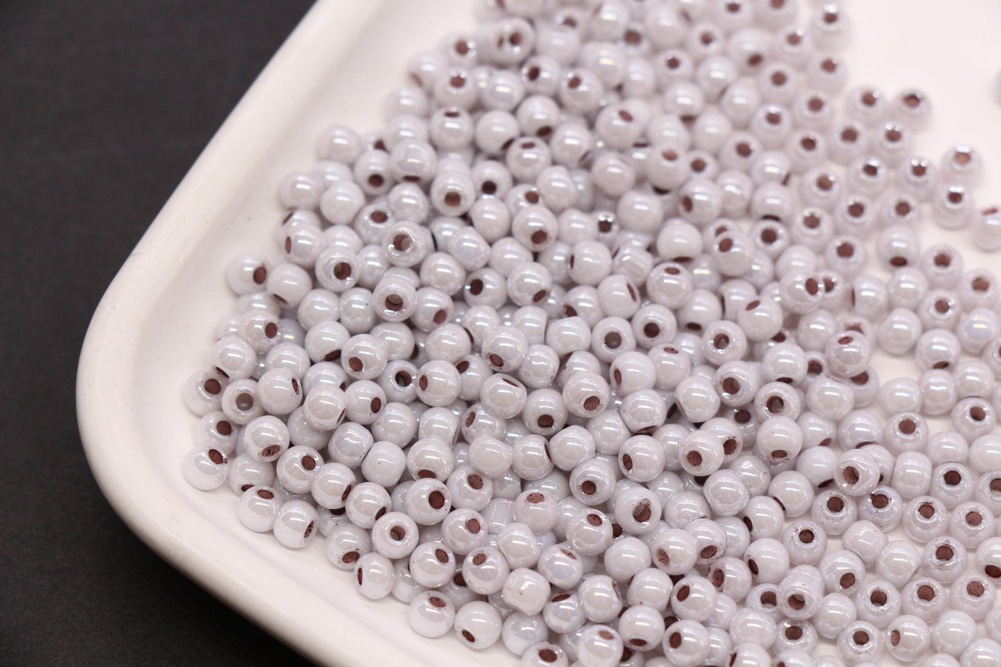 4mm Taupe Gray Pearlized Glass Beads, Round Glass Spacer Beads for Bracelets, DIY Jewelry Supplies #3993