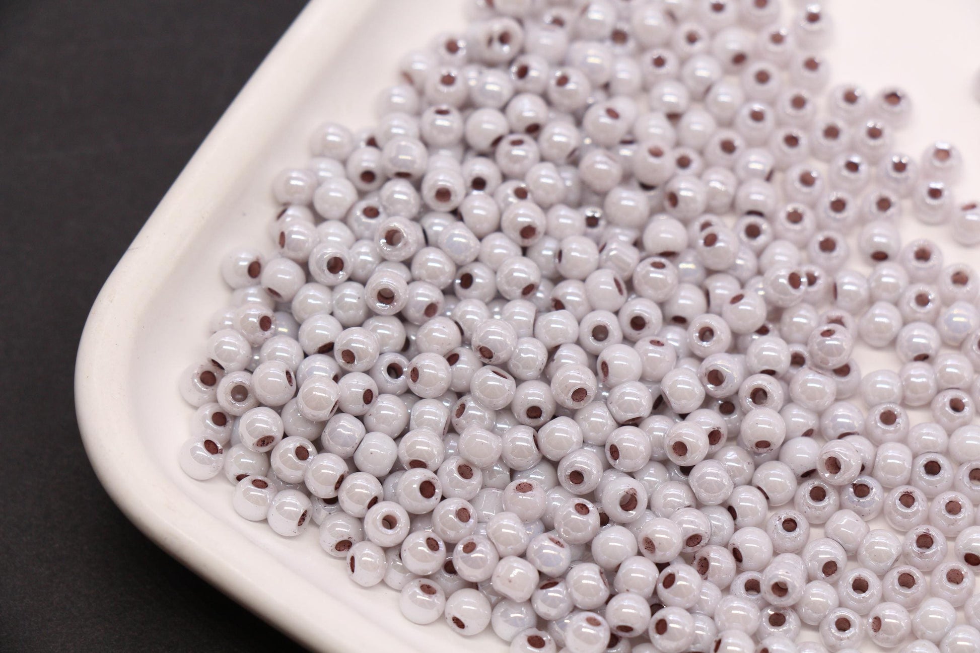 4mm Taupe Gray Pearlized Glass Beads, Round Glass Spacer Beads for Bracelets, DIY Jewelry Supplies #3993