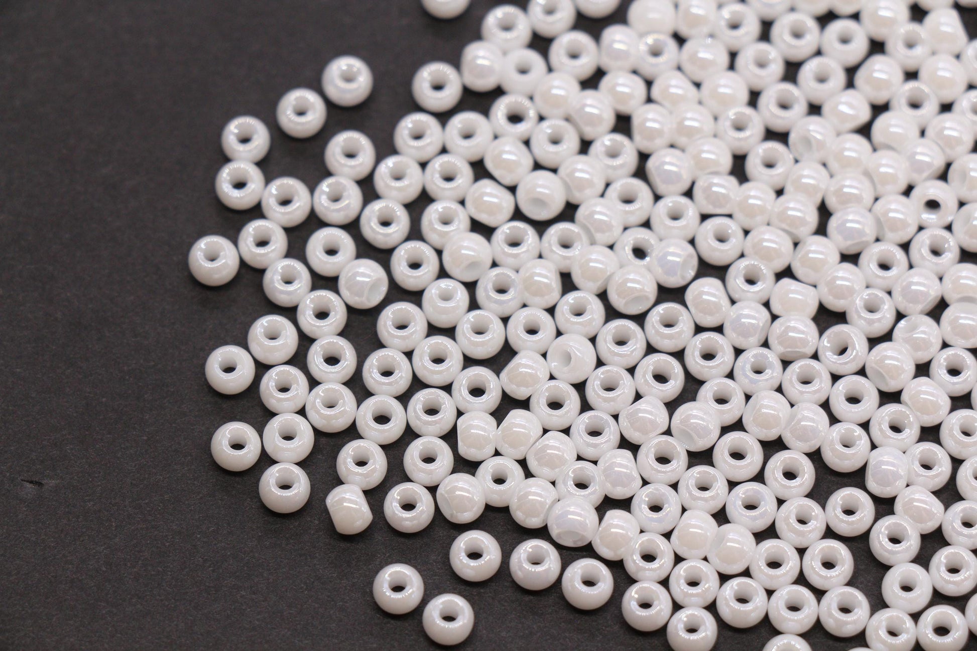 4mm White Pearlized Glass Beads, Round Glass Spacer Beads for Bracelets, DIY Jewelry Supplies #3994