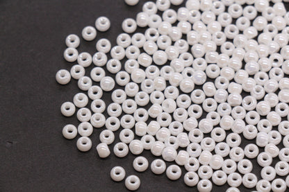 4mm White Pearlized Glass Beads, Round Glass Spacer Beads for Bracelets, DIY Jewelry Supplies #3994