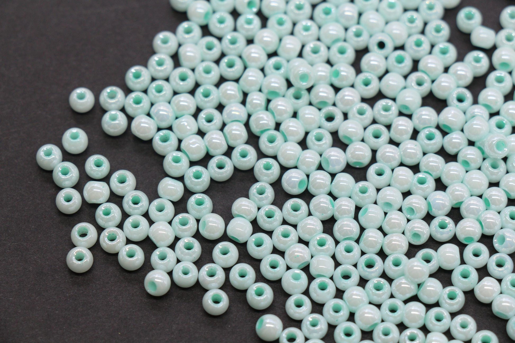 4mm Seafoam Green Pearlized Glass Beads, Round Glass Spacer Beads for Bracelets, DIY Jewelry Supplies #3996