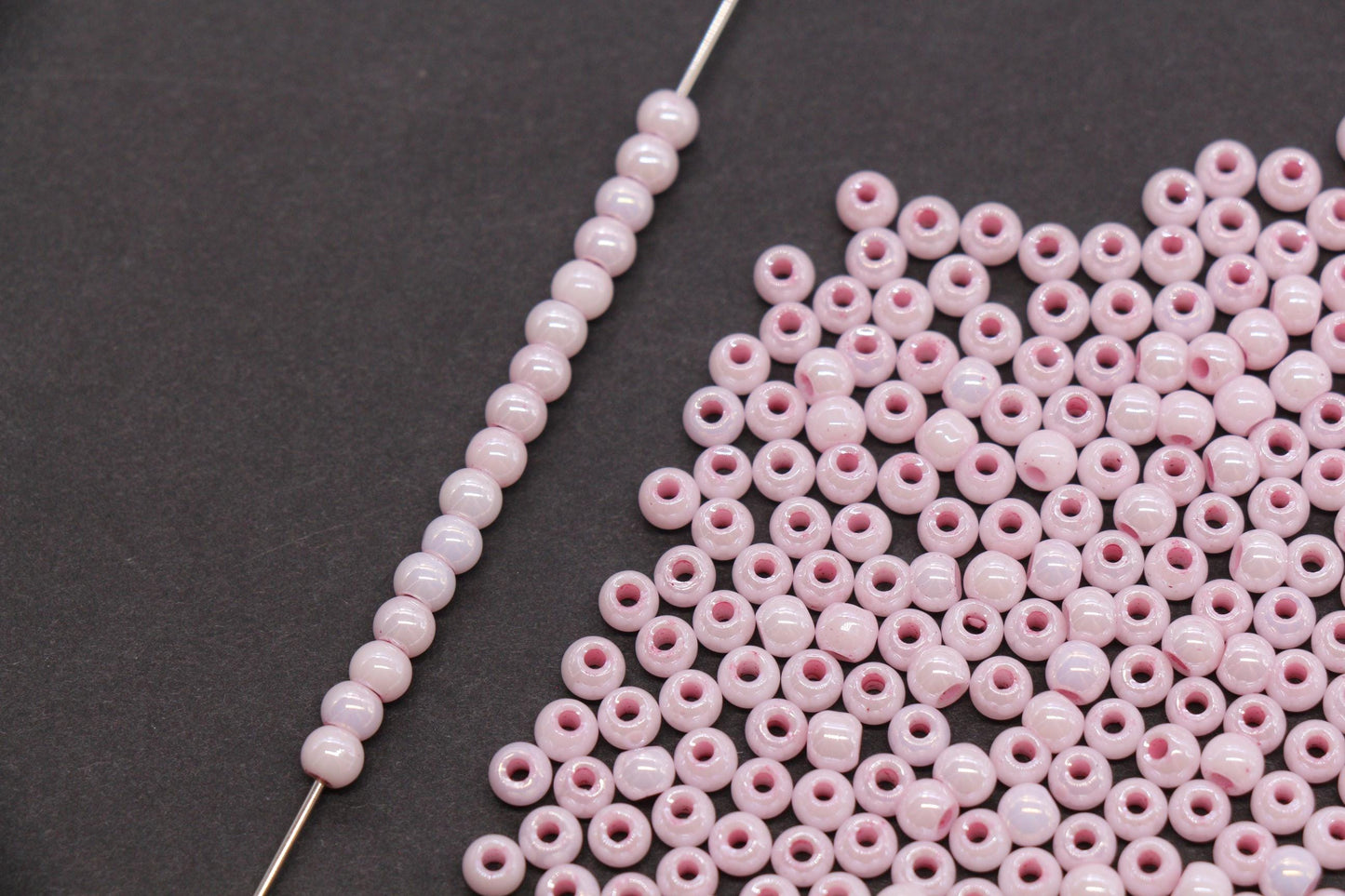 4mm Rose Pink Pearlized Glass Beads, Round Glass Spacer Beads for Bracelets, DIY Jewelry Supplies #3997