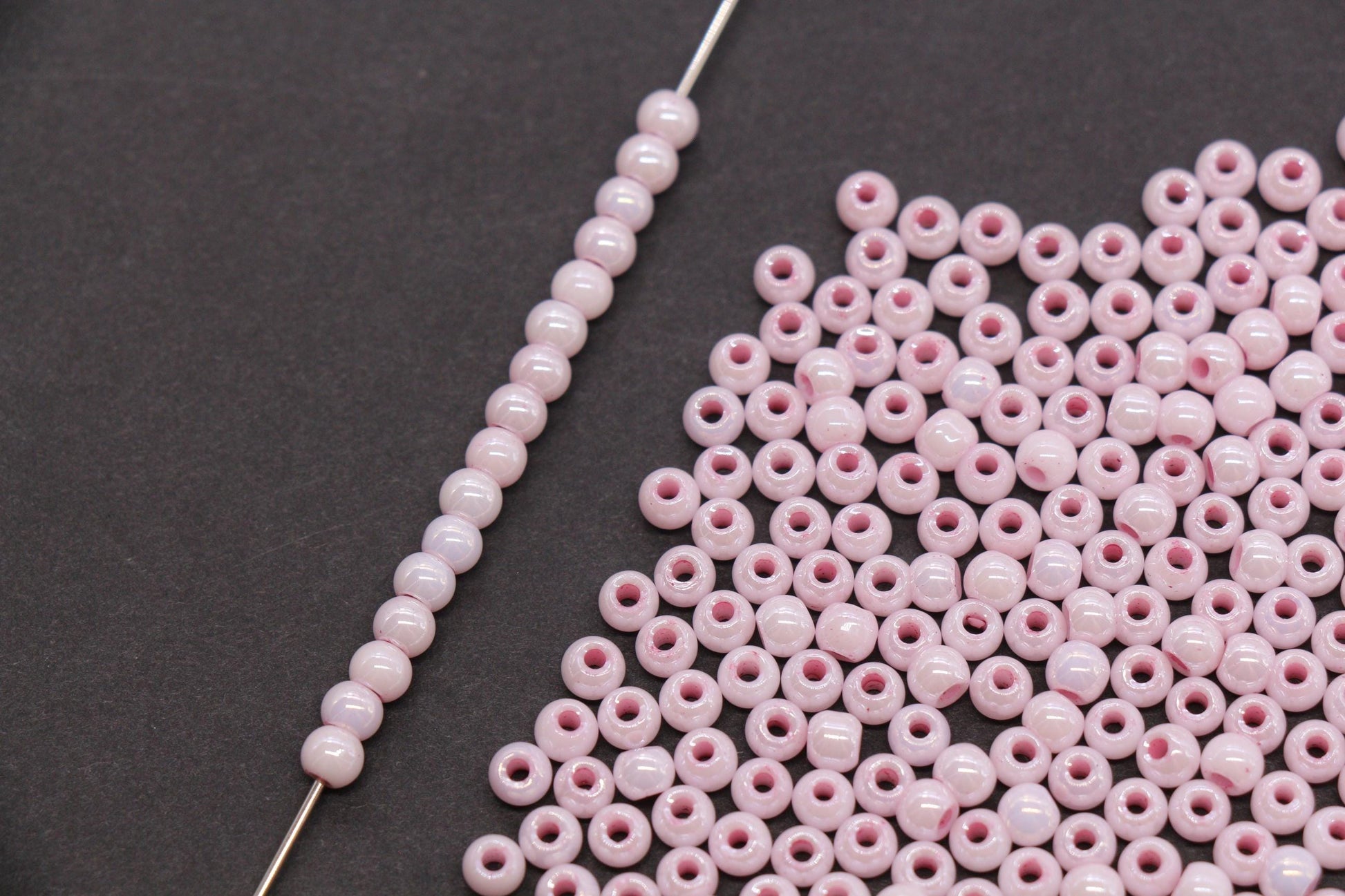 4mm Rose Pink Pearlized Glass Beads, Round Glass Spacer Beads for Bracelets, DIY Jewelry Supplies #3997