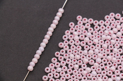 4mm Rose Pink Pearlized Glass Beads, Round Glass Spacer Beads for Bracelets, DIY Jewelry Supplies #3997